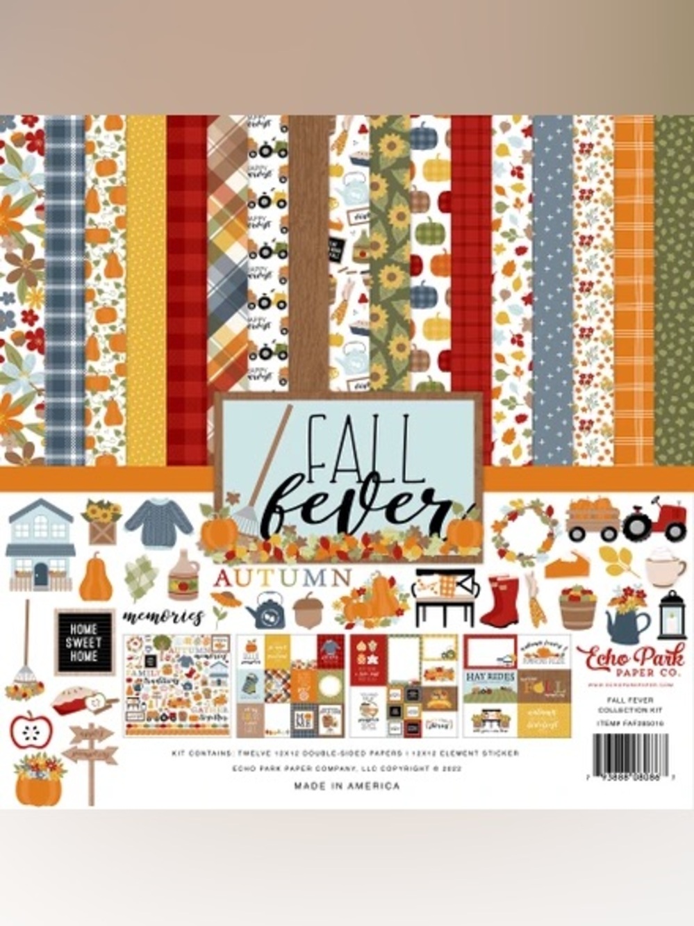 🍁Carta Bella Fall Fever 12x12 Scrapbook Paper Kit🍂🧡🤎